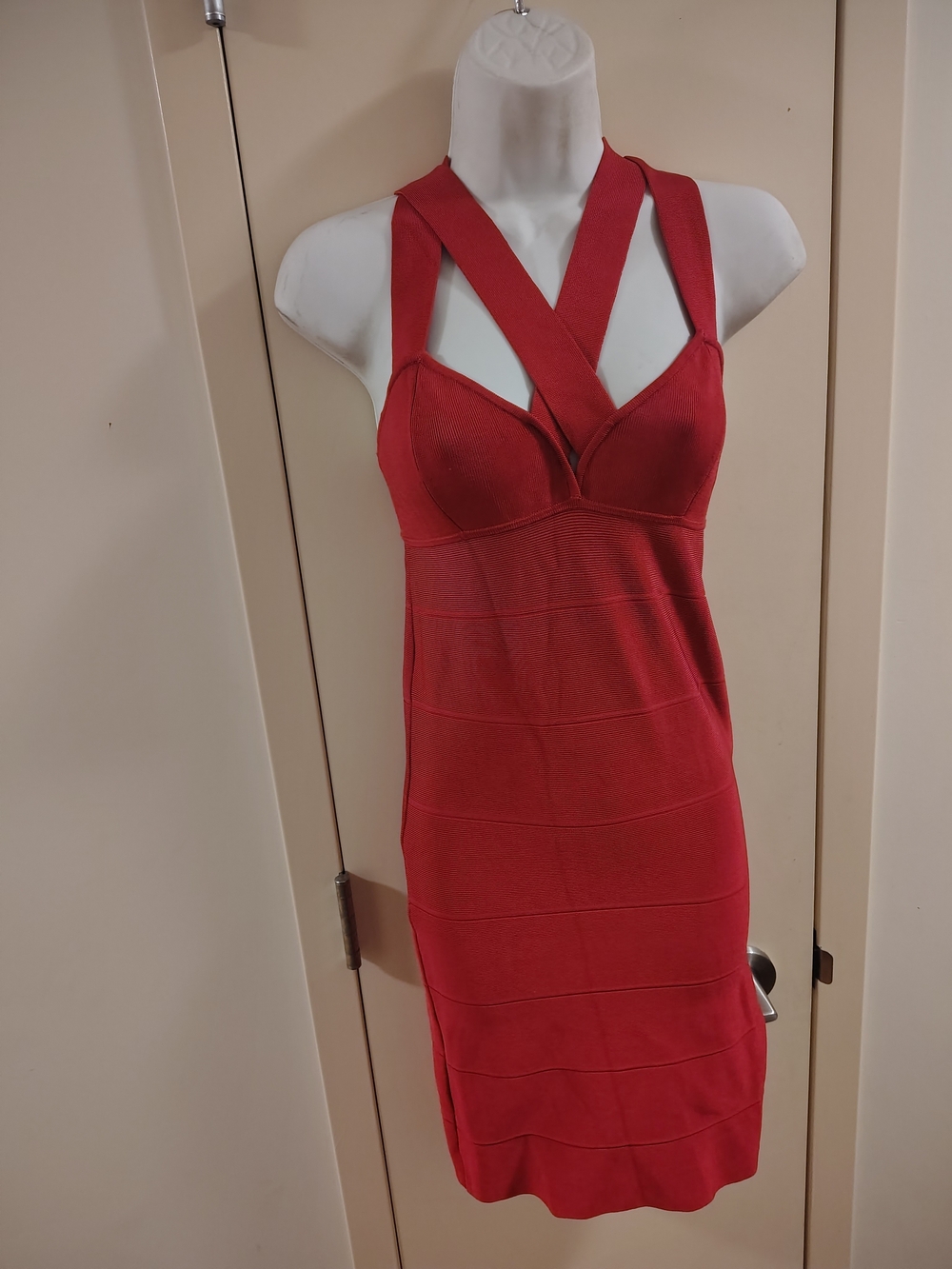 Armani Exchange Red One-Shoulder Bodycon Dress